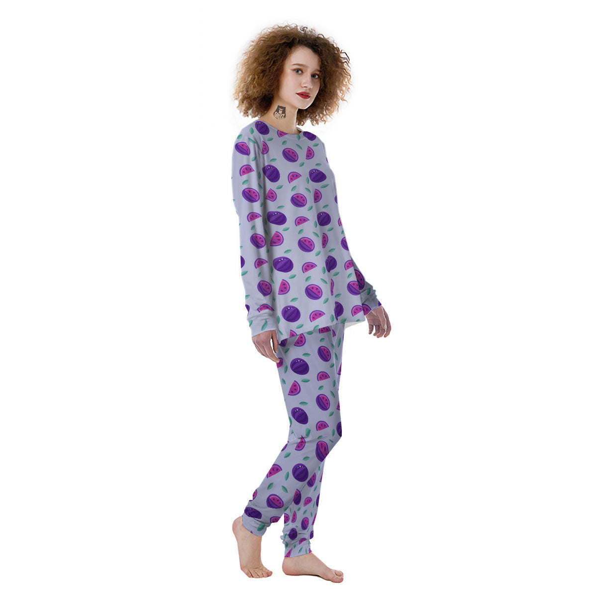 Watermelon Fancy Purple Print Pattern Women's Pajamas-grizzshop