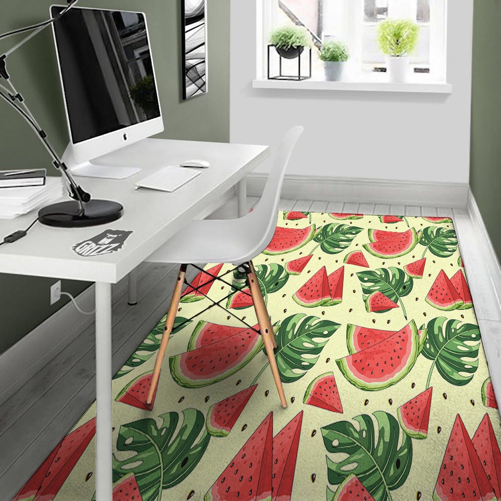 Watermelon Leaf Tropical Print Pattern Floor Mat-grizzshop