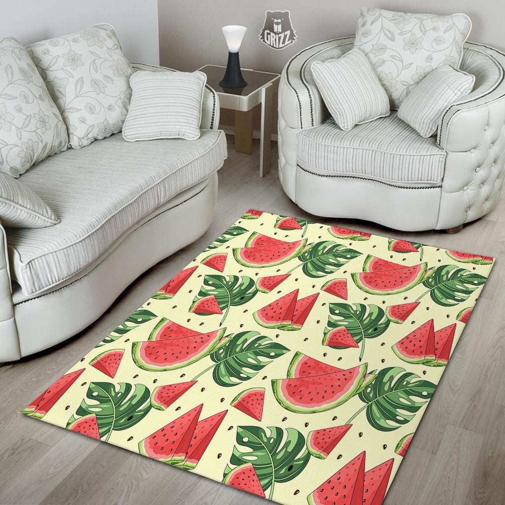 Watermelon Leaf Tropical Print Pattern Floor Mat-grizzshop