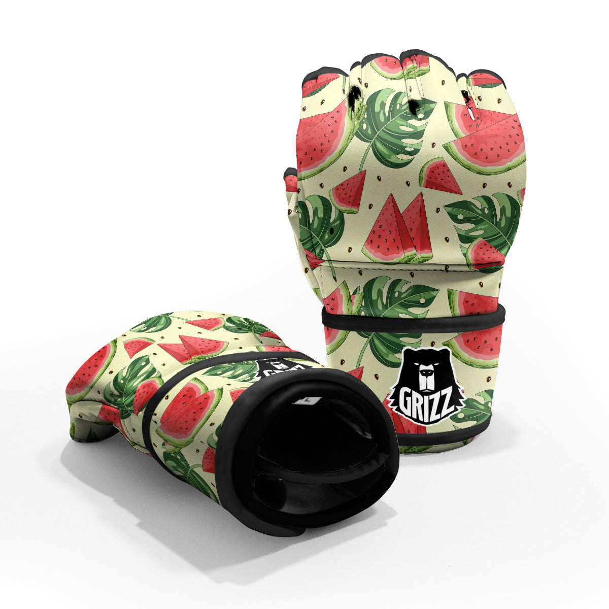 Watermelon Leaf Tropical Print Pattern MMA Gloves-grizzshop