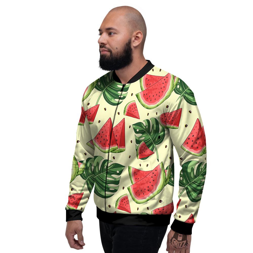 Watermelon Leaf Tropical Print Pattern Men's Bomber Jacket-grizzshop