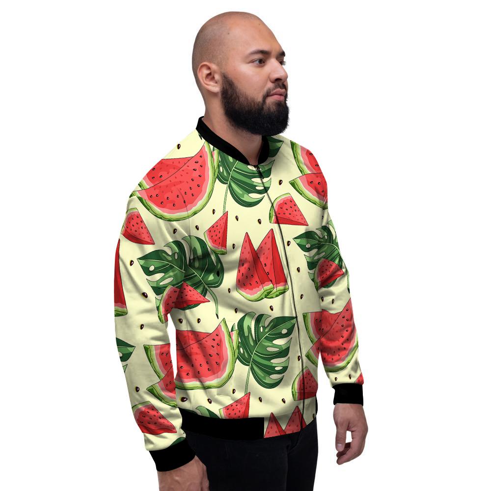 Watermelon Leaf Tropical Print Pattern Men's Bomber Jacket-grizzshop