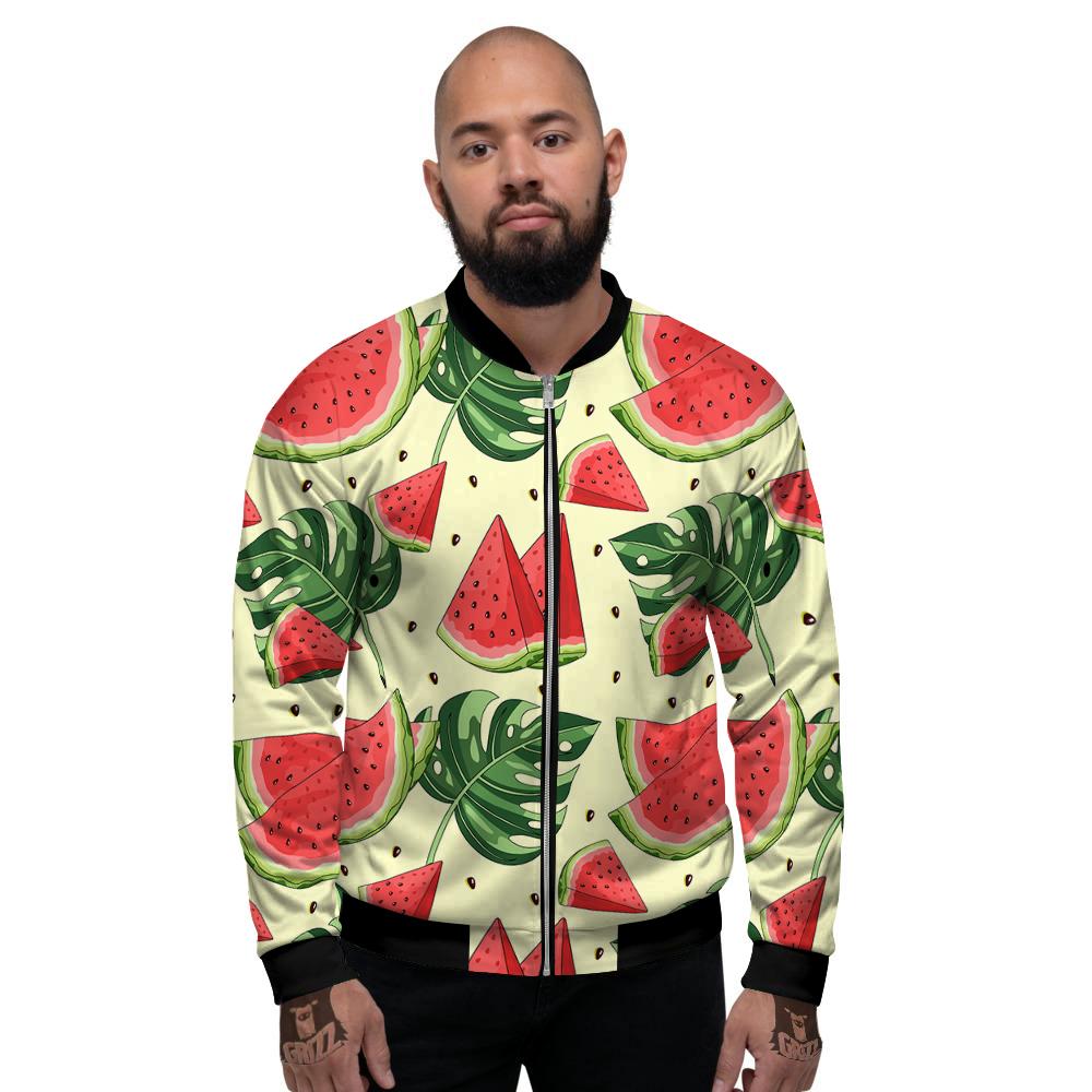 Watermelon Leaf Tropical Print Pattern Men's Bomber Jacket-grizzshop