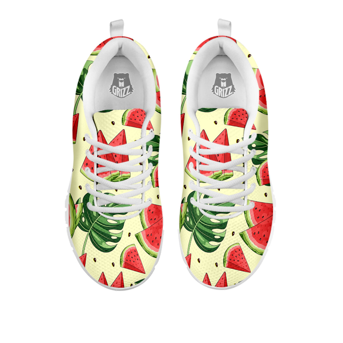 Watermelon Leaf Tropical Print Pattern White Sneaker-grizzshop