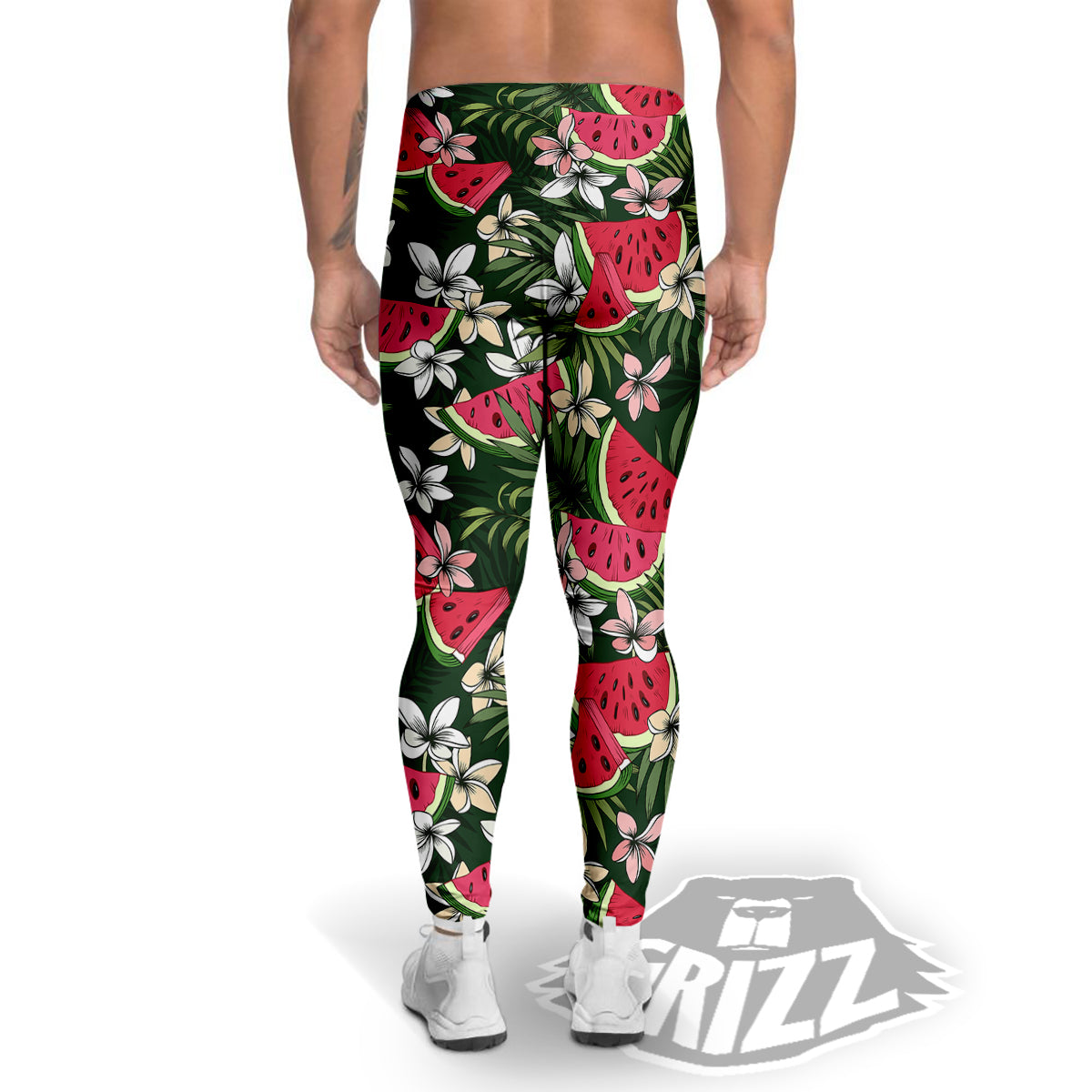 Watermelon Leaves Tropical Print Pattern Men's Leggings-grizzshop