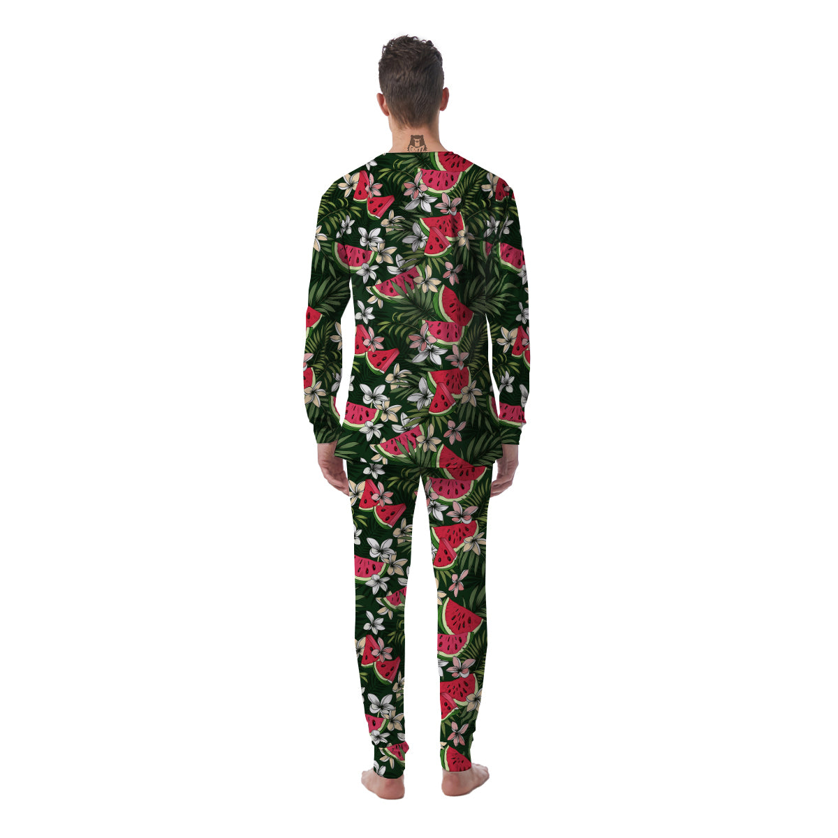 Watermelon Leaves Tropical Print Pattern Men's Pajamas-grizzshop