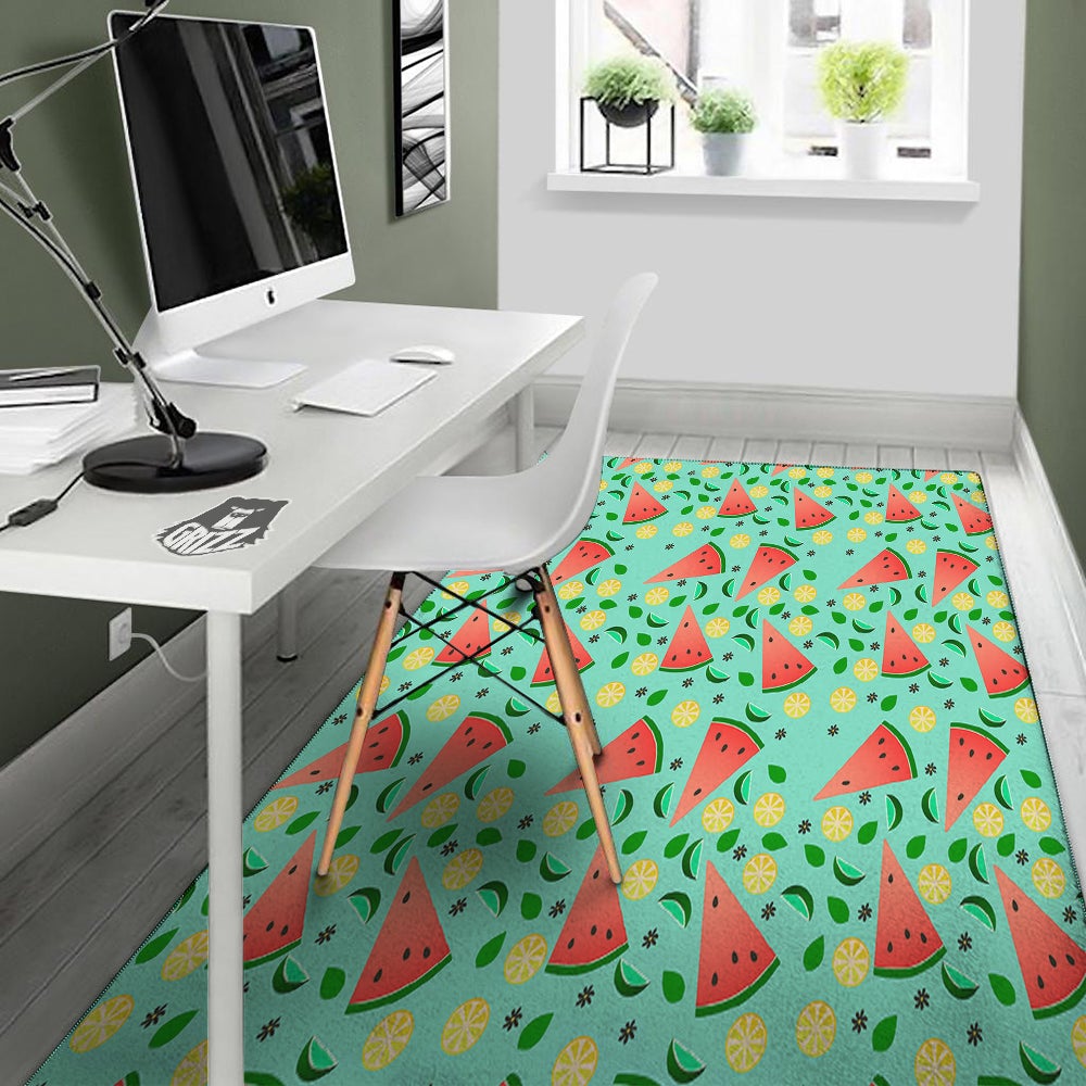 Watermelon Lime Green Print Pattern Floor Mat-grizzshop