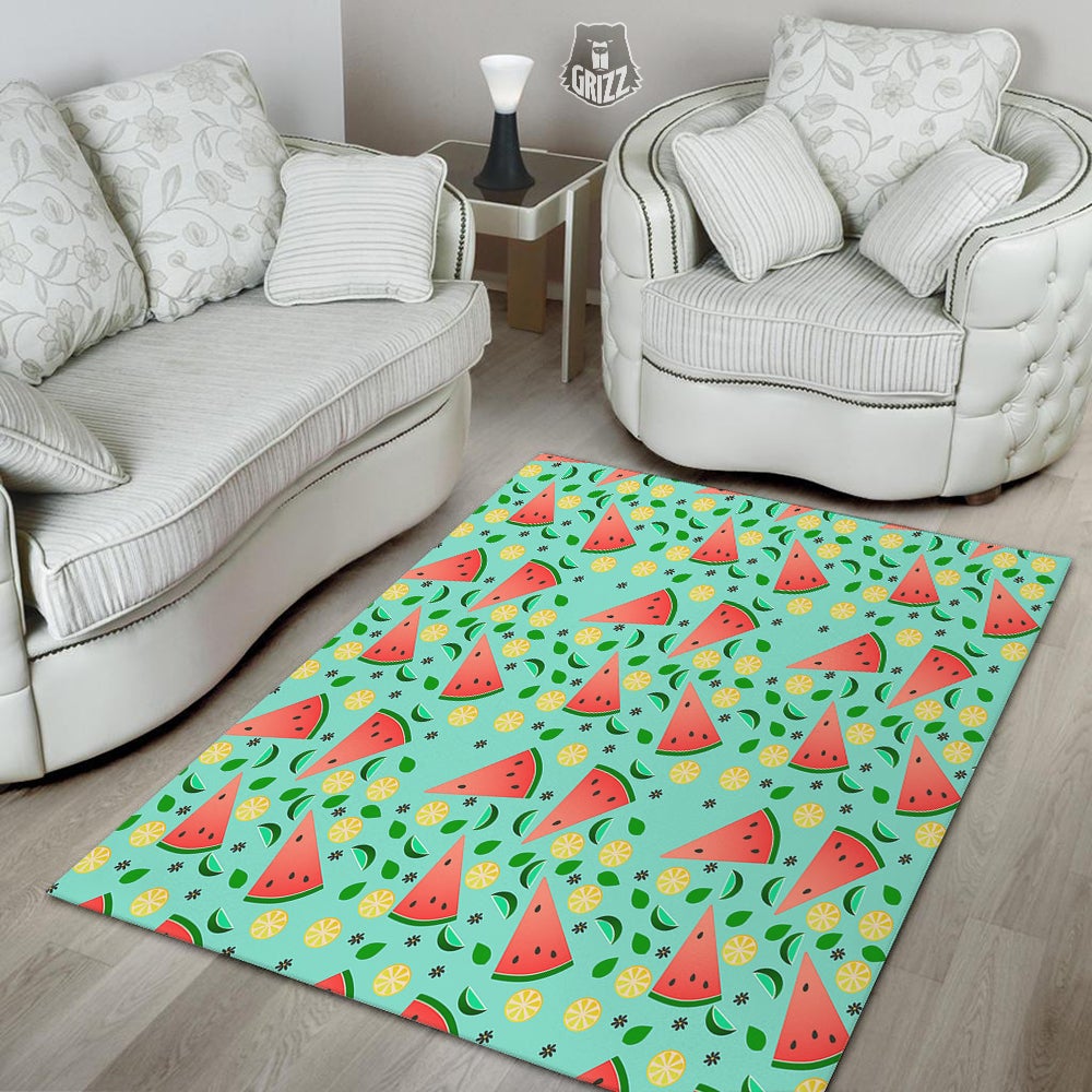 Watermelon Lime Green Print Pattern Floor Mat-grizzshop