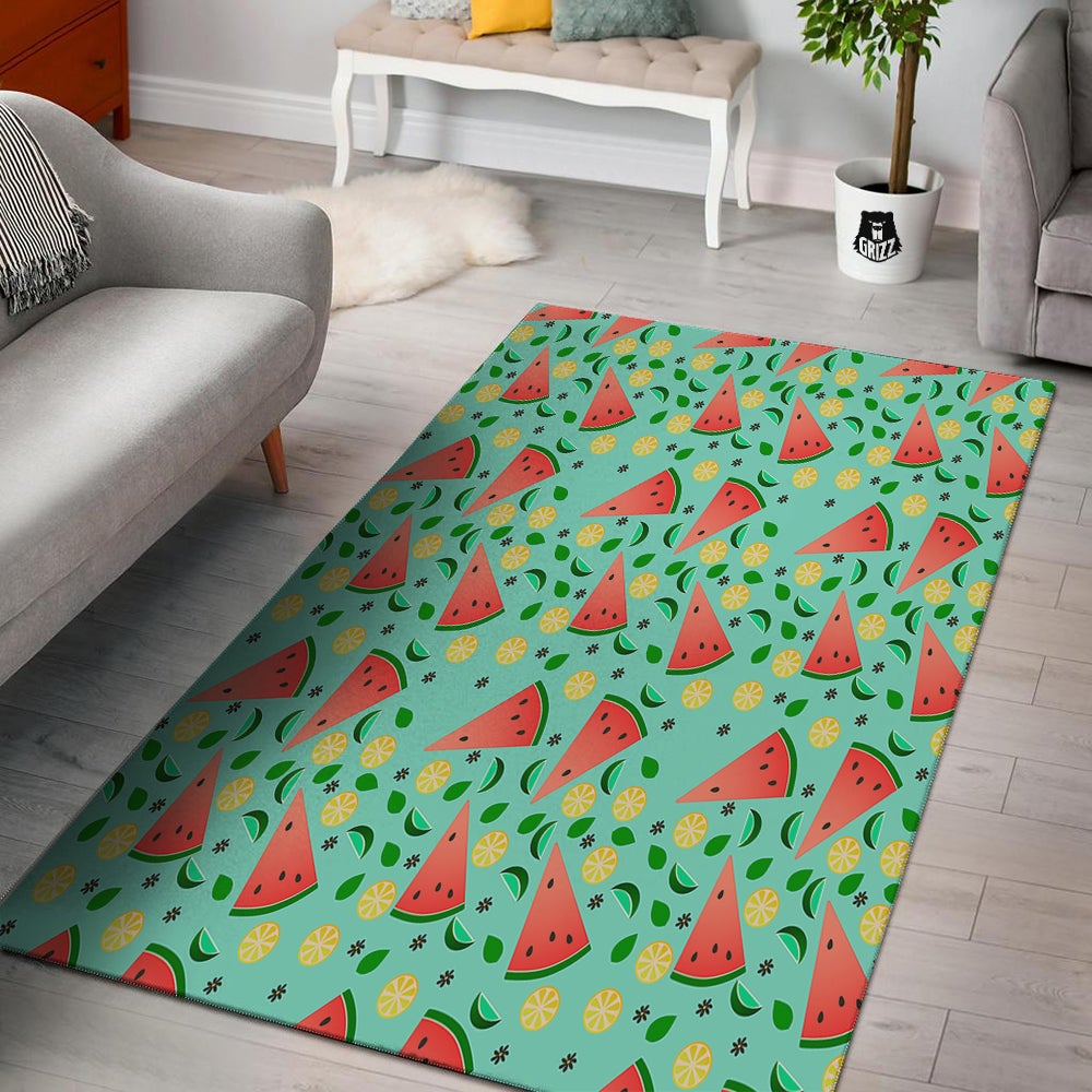 Watermelon Lime Green Print Pattern Floor Mat-grizzshop