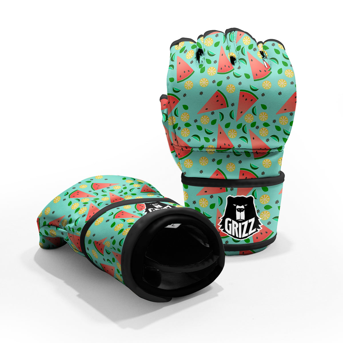 Watermelon Lime Green Print Pattern MMA Gloves-grizzshop