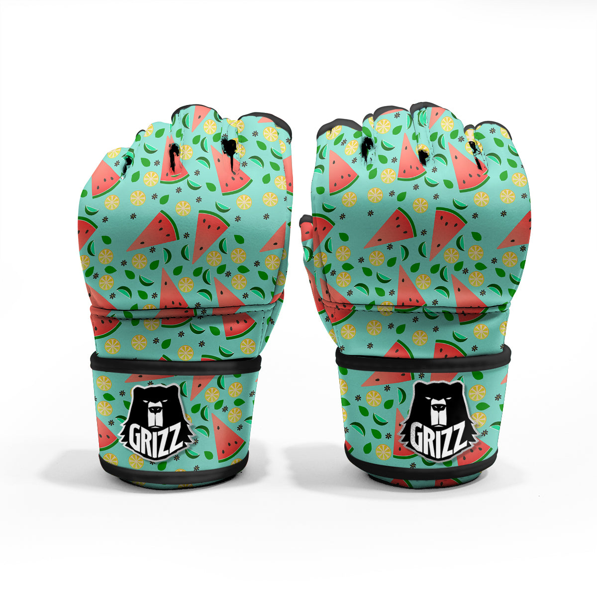 Watermelon Lime Green Print Pattern MMA Gloves-grizzshop