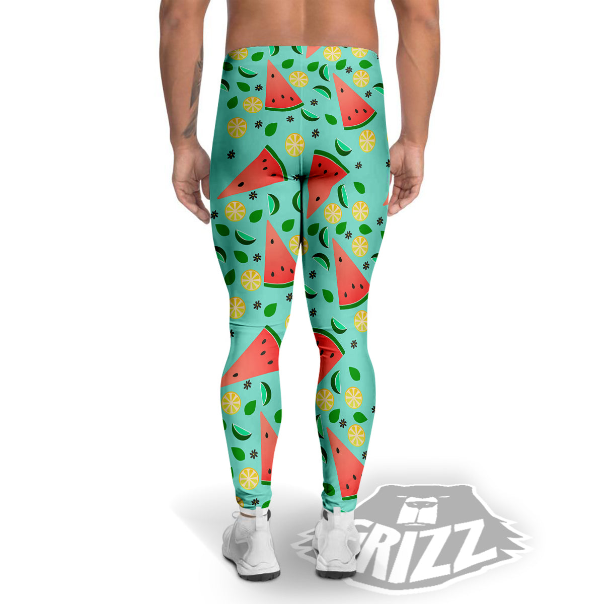 Watermelon Lime Green Print Pattern Men's Leggings-grizzshop