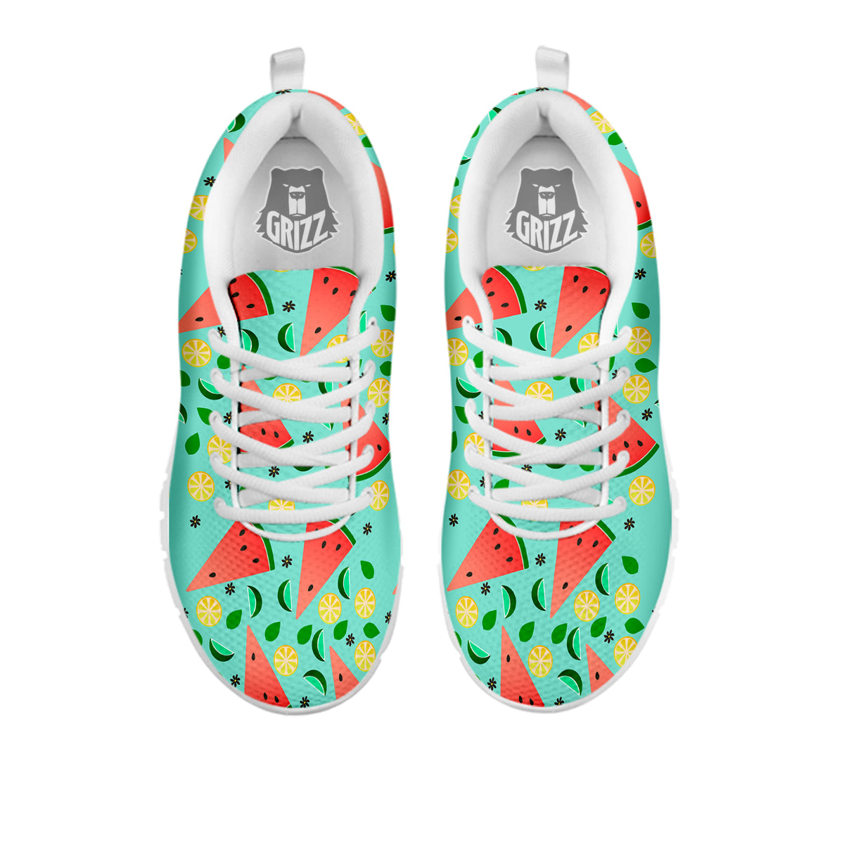 Watermelon Lime Green Print Pattern White Sneaker-grizzshop