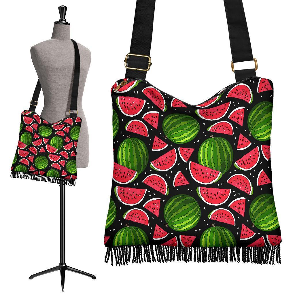 Watermelon Piece Black Pattern Print Crossbody Bags-grizzshop