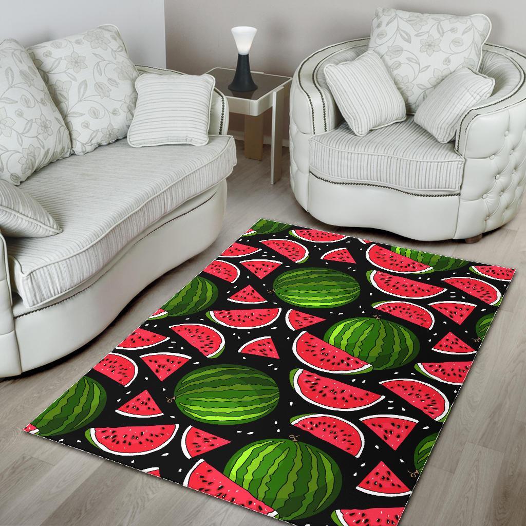 Watermelon Piece Black Pattern Print Floor Mat-grizzshop