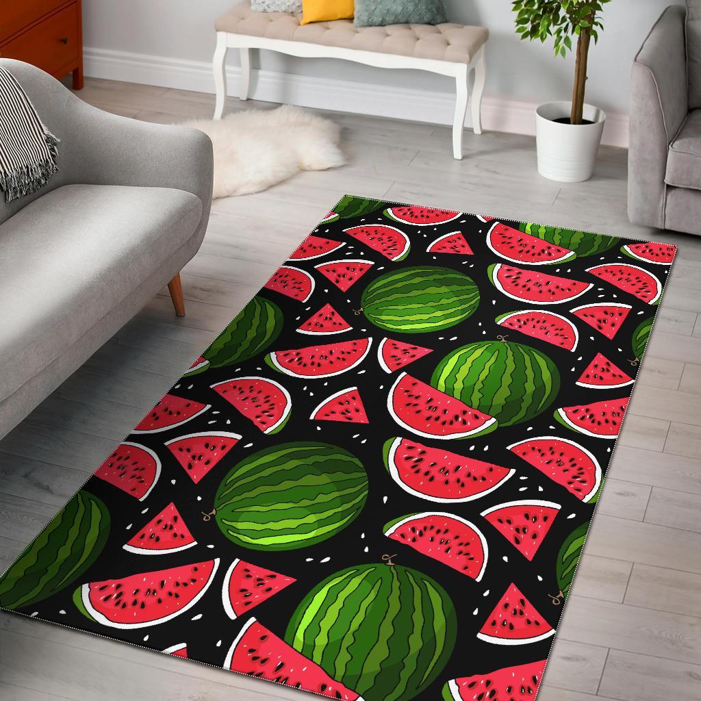 Watermelon Piece Black Pattern Print Floor Mat-grizzshop