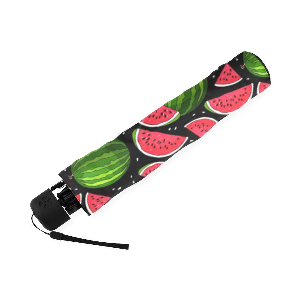 Watermelon Piece Black Pattern Print Foldable Umbrella-grizzshop