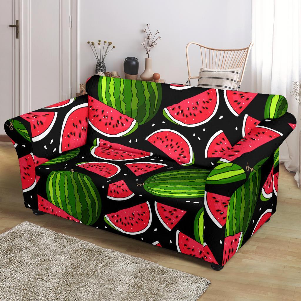 Watermelon Piece Black Pattern Print Loveseat Cover-grizzshop