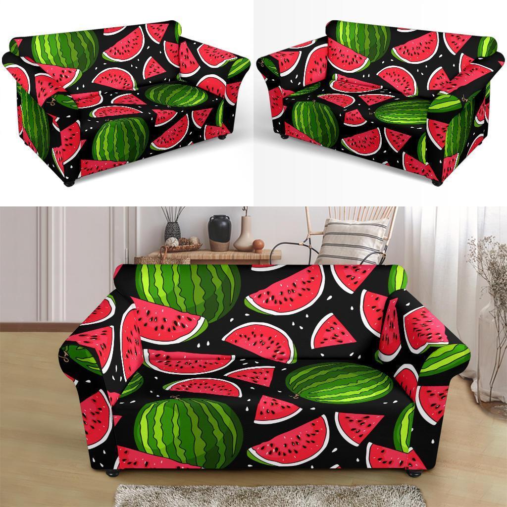 Watermelon Piece Black Pattern Print Loveseat Cover-grizzshop