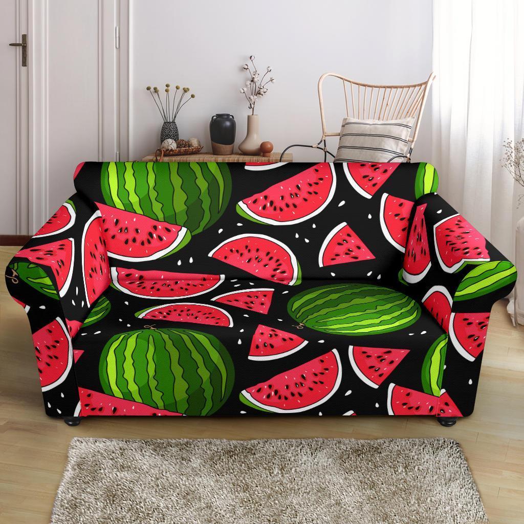 Watermelon Piece Black Pattern Print Loveseat Cover-grizzshop