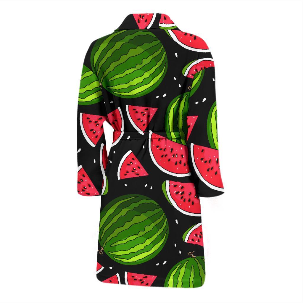 Watermelon Piece Black Pattern Print Men Long Robe-grizzshop