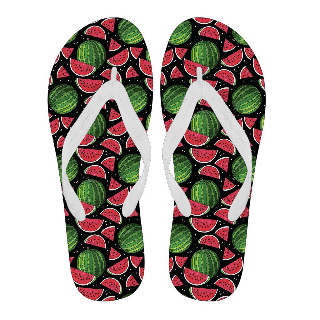Watermelon Piece Black Pattern Print Men & Women Flip Flops-grizzshop