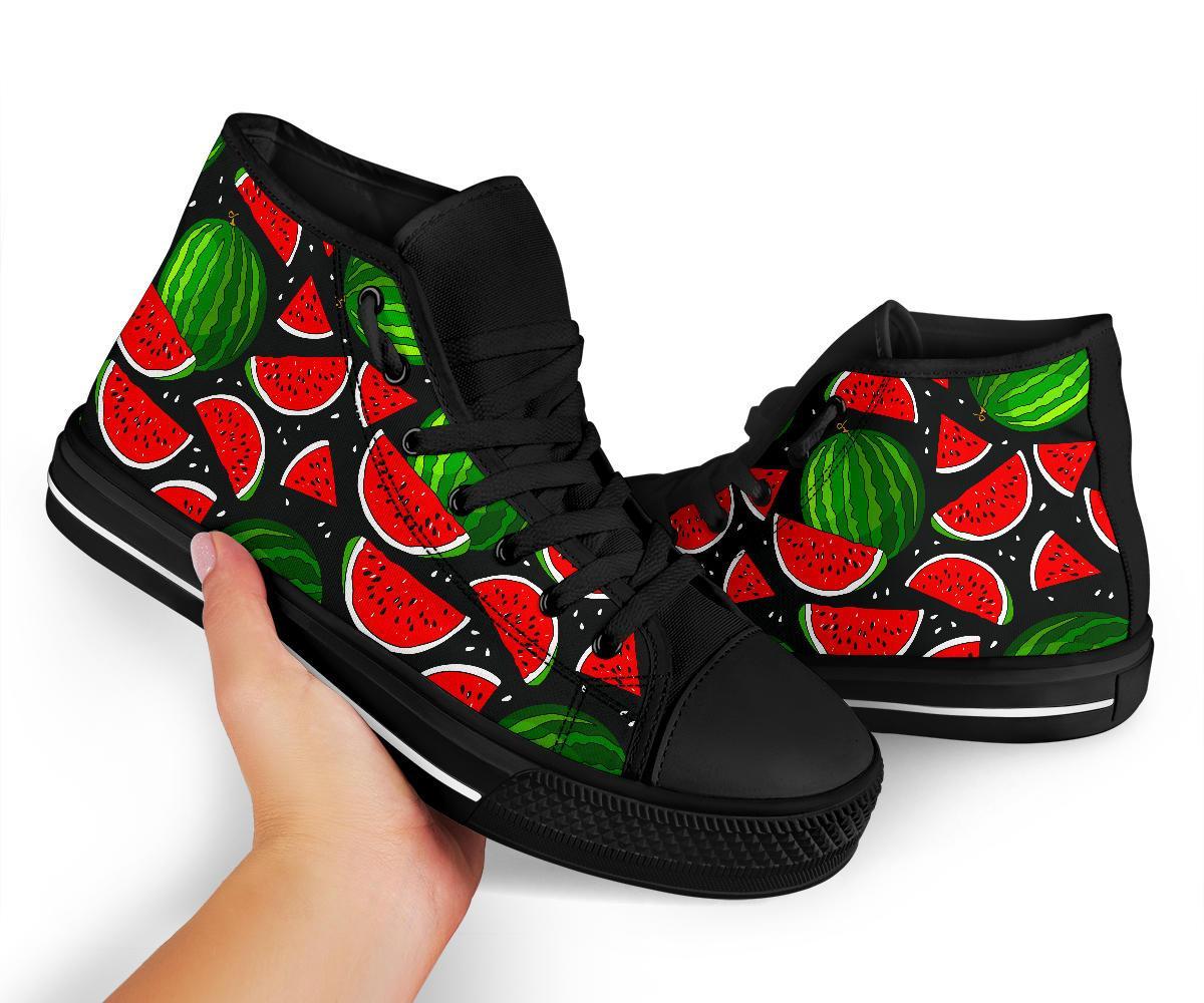 Watermelon Piece Black Pattern Print Men Women's High Top Shoes-grizzshop