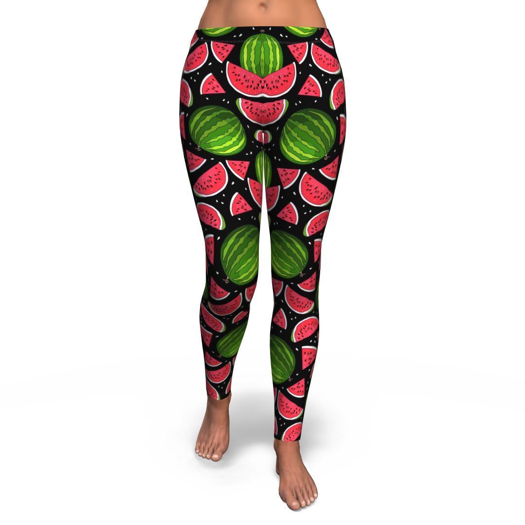 Watermelon Piece Black Pattern Print Pattern Women Leggings-grizzshop