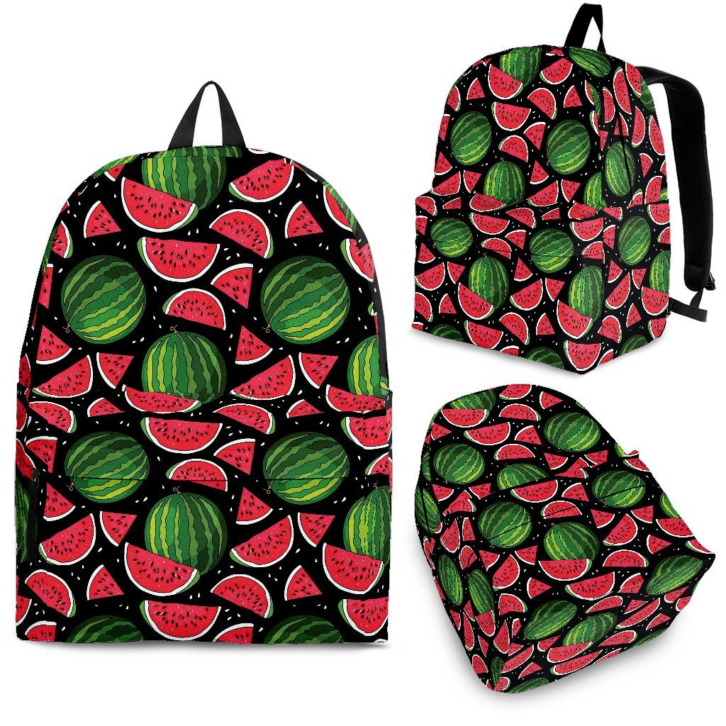 Watermelon Piece Black Pattern Print Premium Backpack-grizzshop
