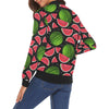 Watermelon Piece Black Pattern Print Women Casual Bomber Jacket-grizzshop