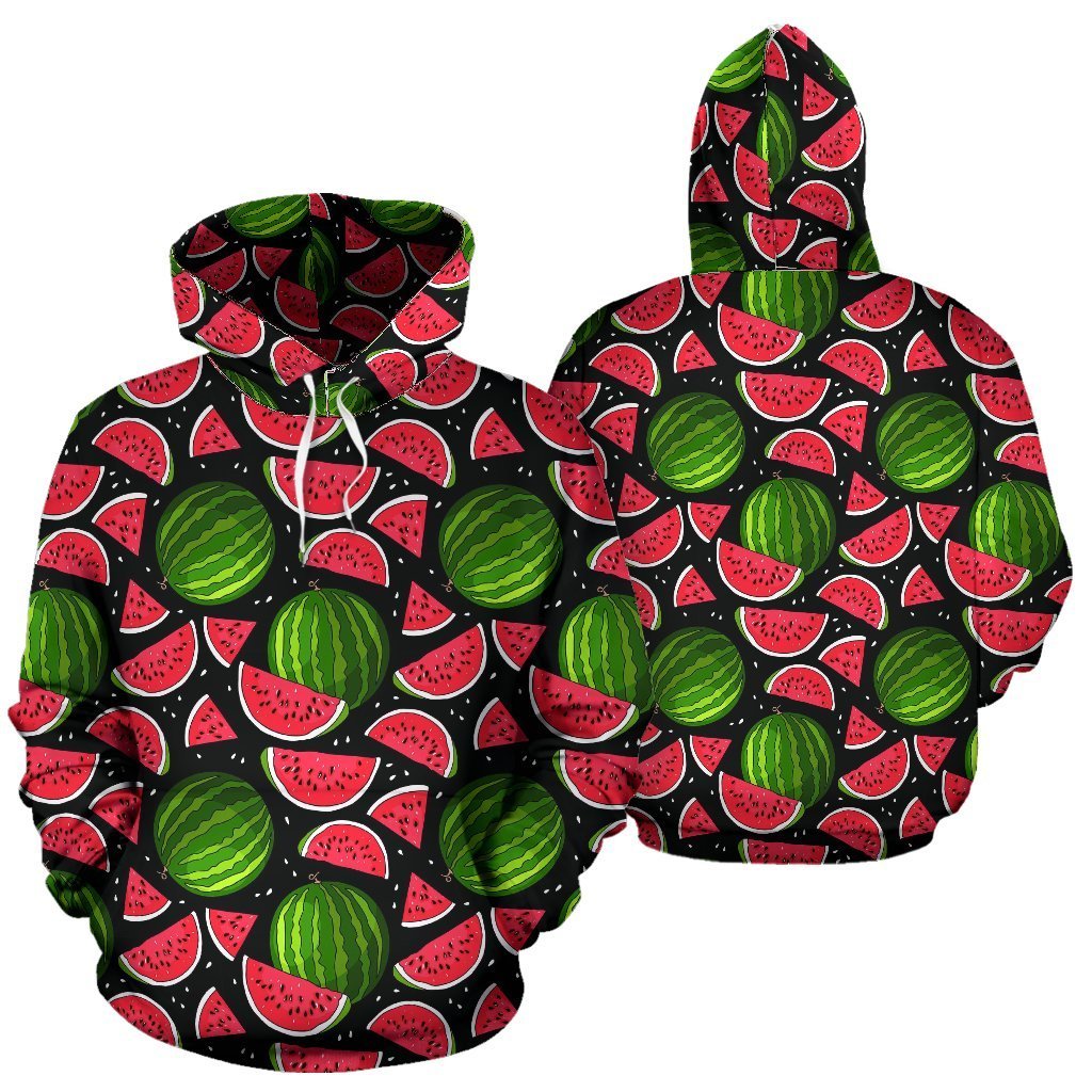 Watermelon Piece Black Pattern Print Women Men Pullover Hoodie-grizzshop