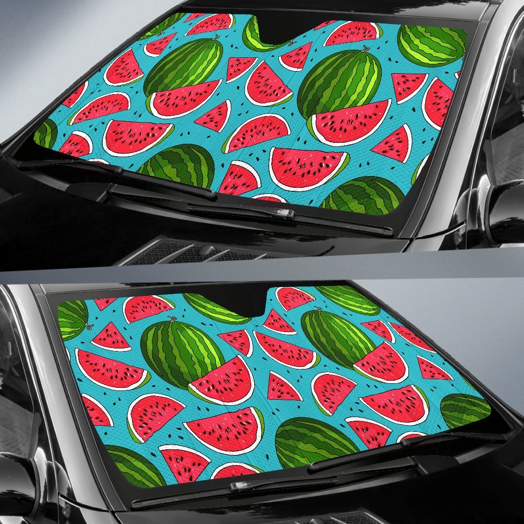 Watermelon Piece Blue Pattern Print Car Sun Shade-grizzshop