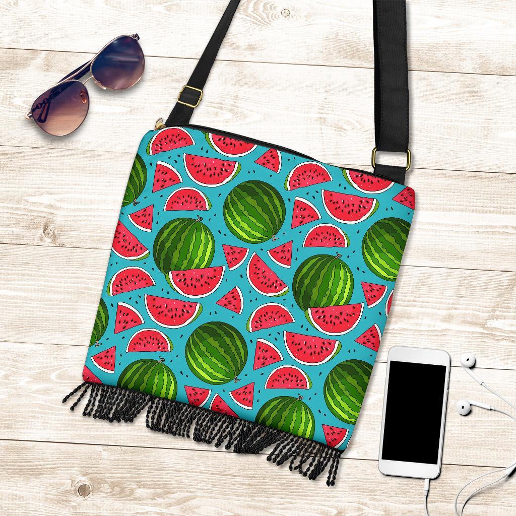 Watermelon Piece Blue Pattern Print Crossbody Bags-grizzshop