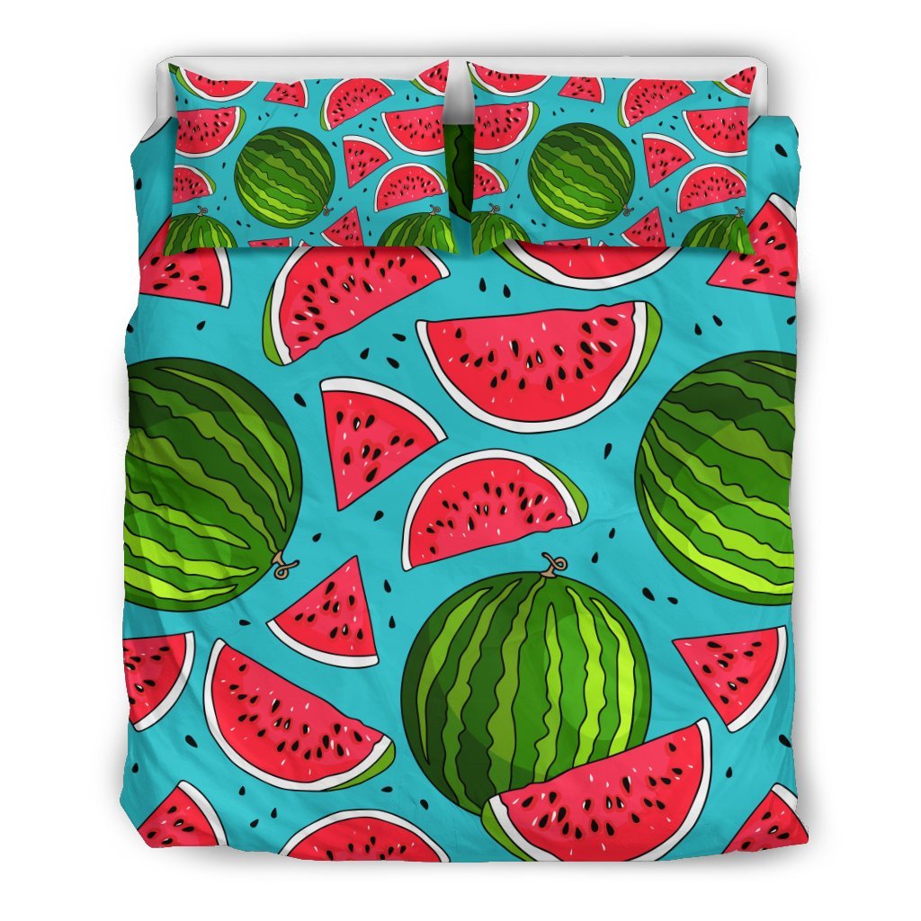 Watermelon Piece Blue Pattern Print Duvet Cover Bedding Set-grizzshop