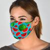 Watermelon Piece Blue Pattern Print Face Mask-grizzshop
