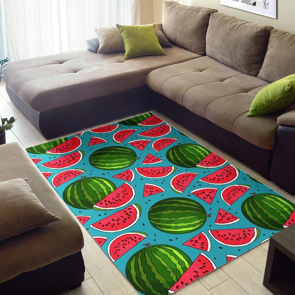 Watermelon Piece Blue Pattern Print Floor Mat-grizzshop