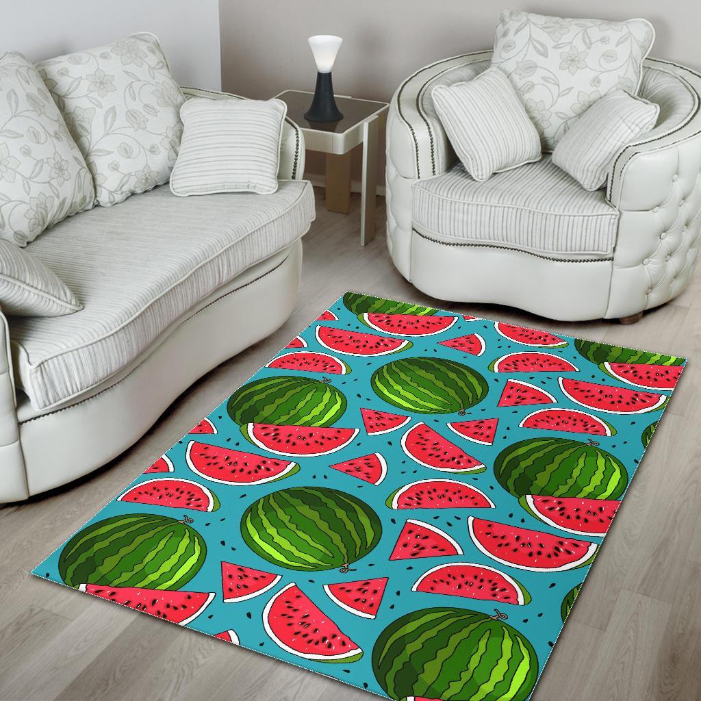 Watermelon Piece Blue Pattern Print Floor Mat-grizzshop