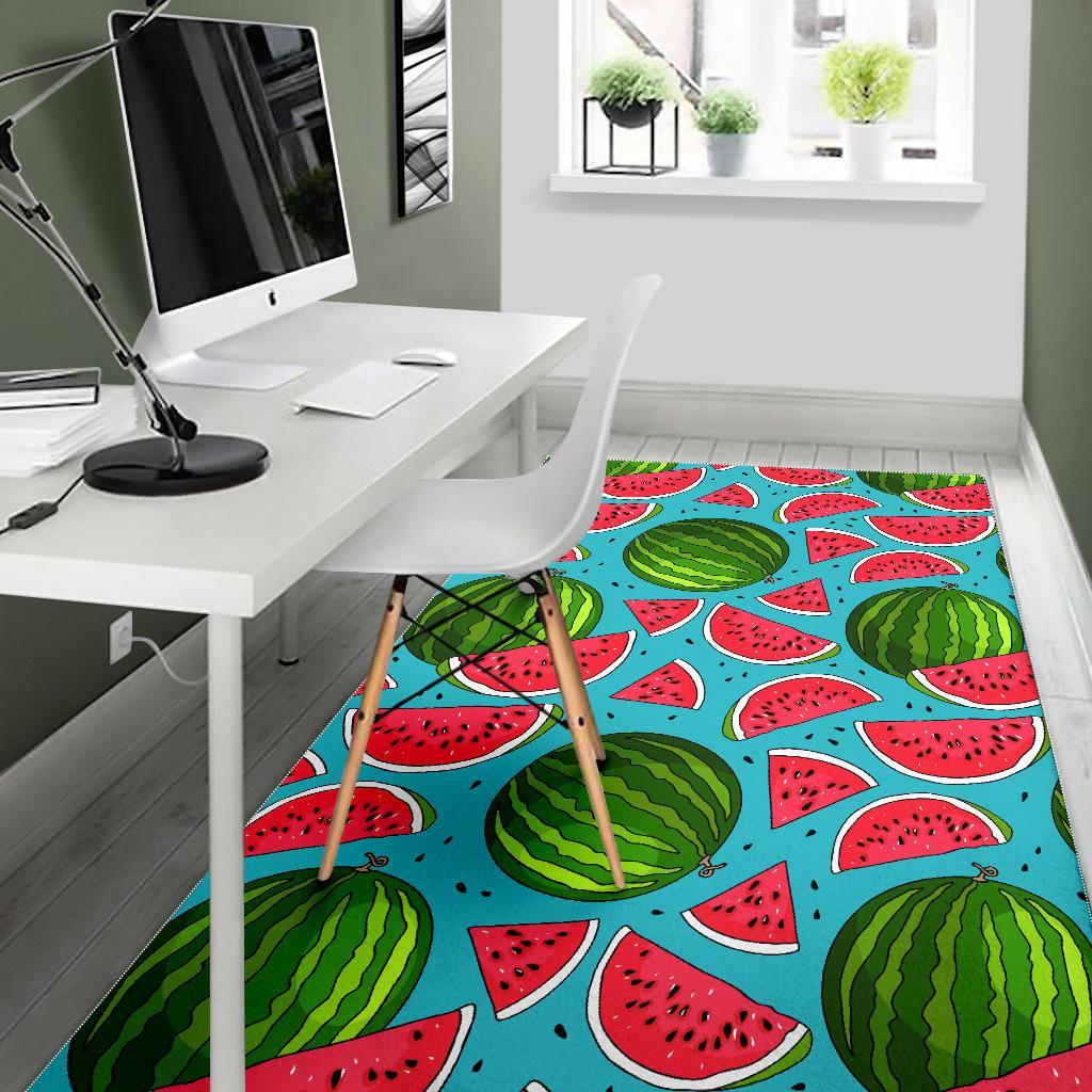 Watermelon Piece Blue Pattern Print Floor Mat-grizzshop