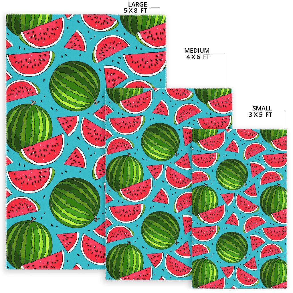 Watermelon Piece Blue Pattern Print Floor Mat-grizzshop