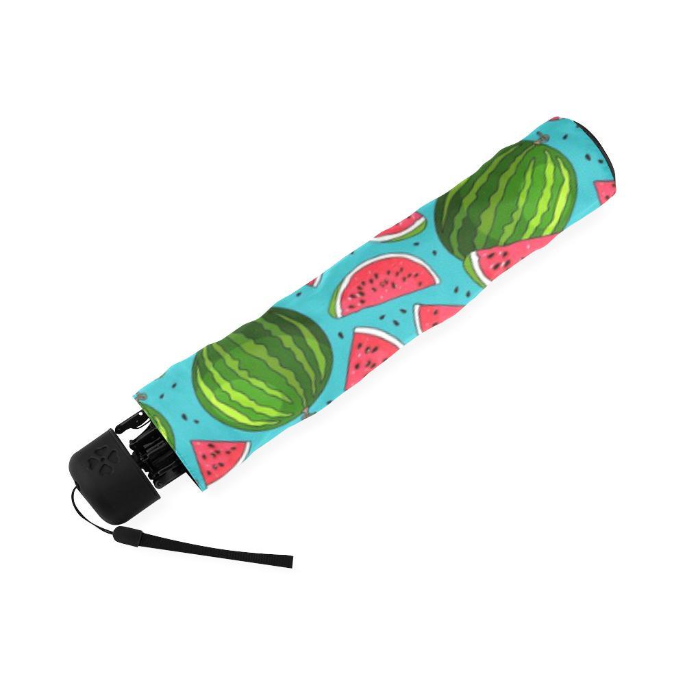 Watermelon Piece Blue Pattern Print Foldable Umbrella-grizzshop