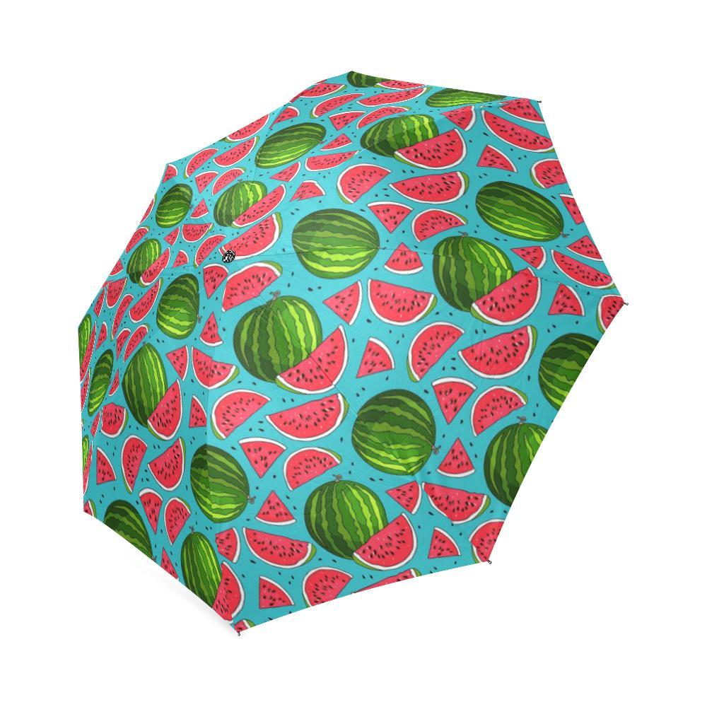 Watermelon Piece Blue Pattern Print Foldable Umbrella-grizzshop