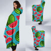 Watermelon Piece Blue Pattern Print Hooded Blanket-grizzshop