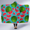 Watermelon Piece Blue Pattern Print Hooded Blanket-grizzshop