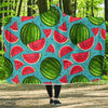 Watermelon Piece Blue Pattern Print Hooded Blanket-grizzshop