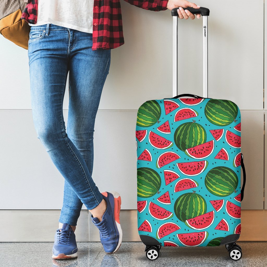 Watermelon Piece Blue Pattern Print Luggage Cover Protector-grizzshop