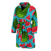 Watermelon Piece Blue Pattern Print Men Long Robe-grizzshop