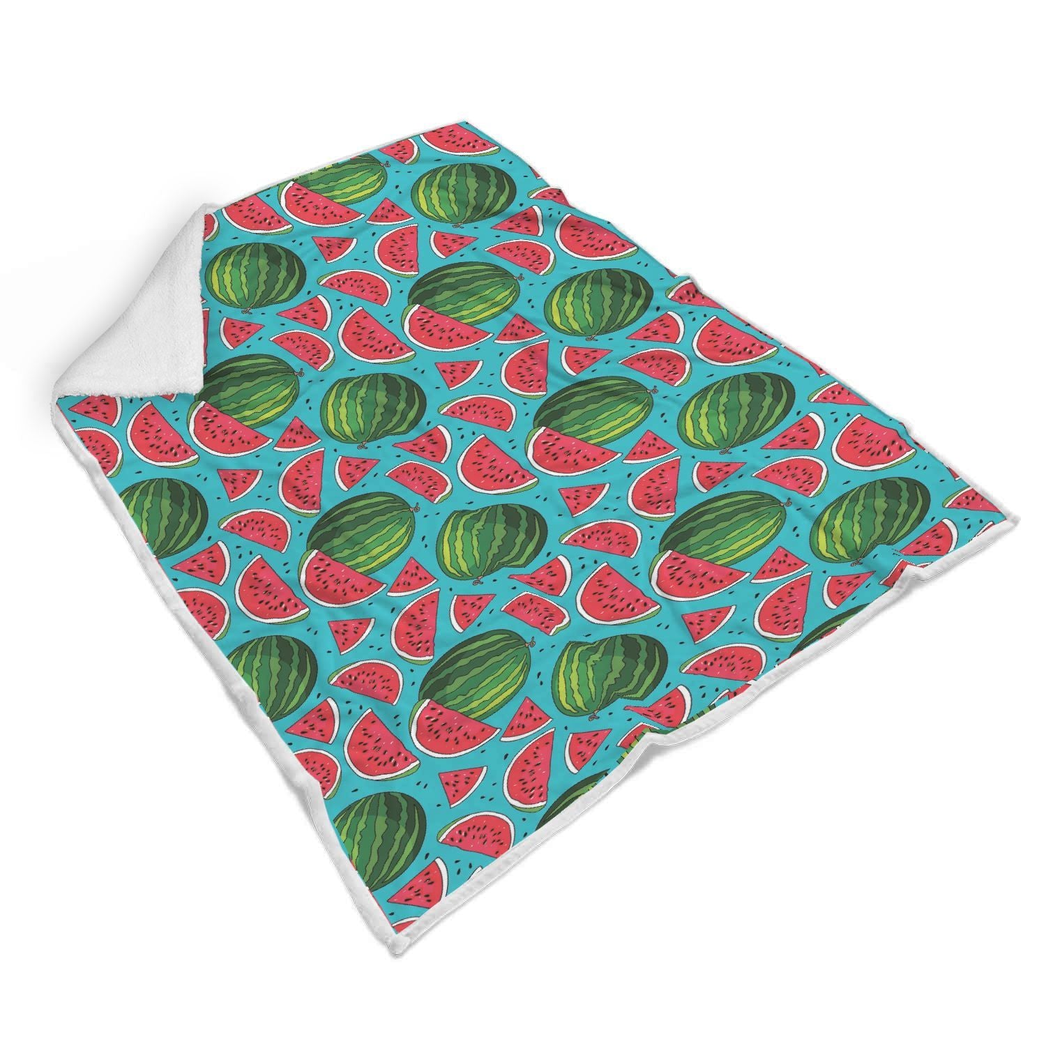 Watermelon Piece Blue Pattern Print Throw Blanket-grizzshop