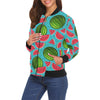 Watermelon Piece Blue Pattern Print Women Casual Bomber Jacket-grizzshop