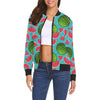 Watermelon Piece Blue Pattern Print Women Casual Bomber Jacket-grizzshop