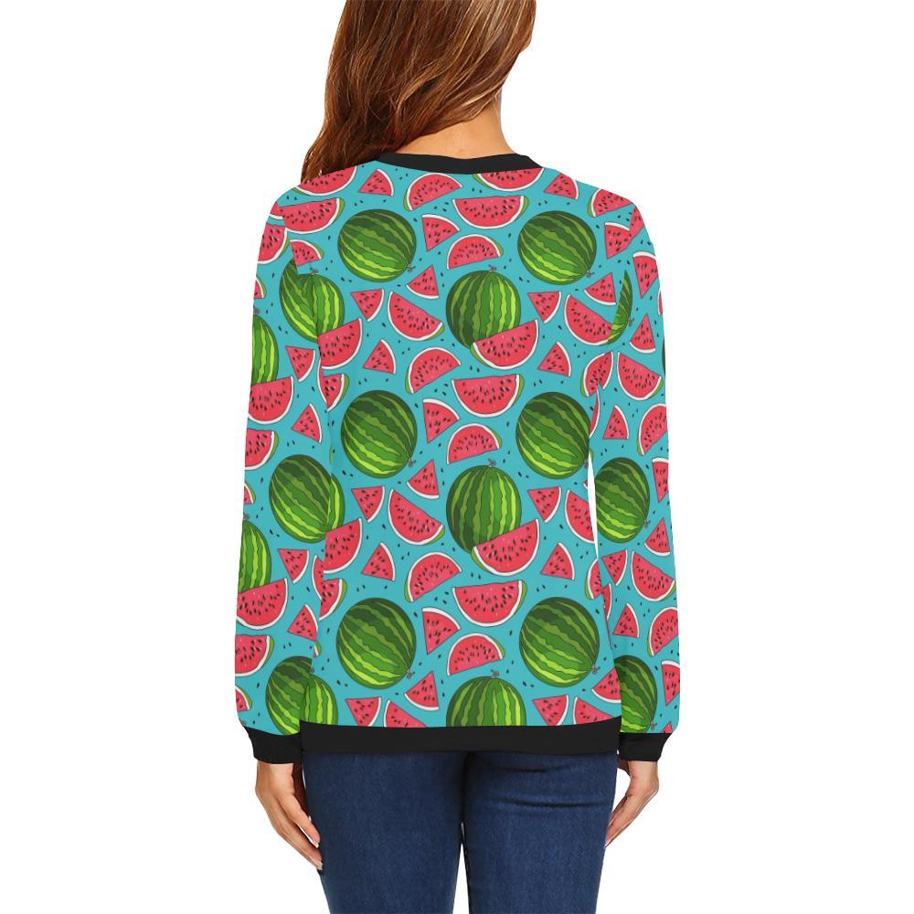 Watermelon Piece Blue Pattern Print Women Crewneck Sweatshirt-grizzshop